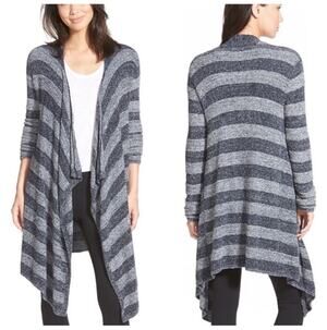 Barefoot Dreams Bamboo Chic Lite Draped Cardigan Gray Stripe S/M NWOT